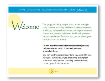 Screenshot of a welcome page for a PCORI project using patient-centered communication services