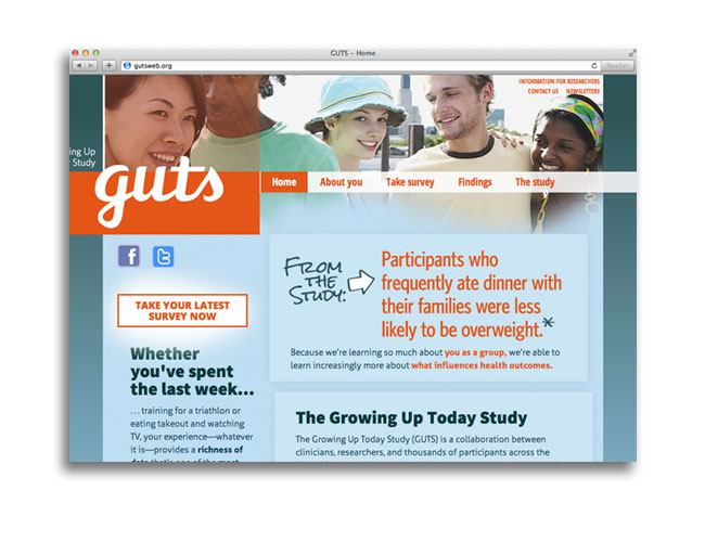 Screen shot of GUTS homepage