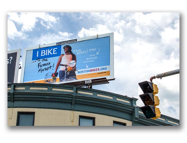 Photo of Let's Get Healthy Boston bike campaign billboard