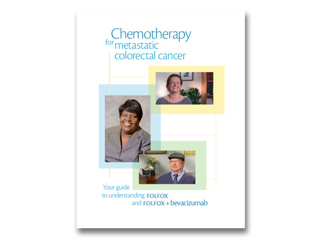 Screenshot showing the cover of the Palliative Chemotherapy FOLFOX booklet (PI: Deborah Schrag, MD)