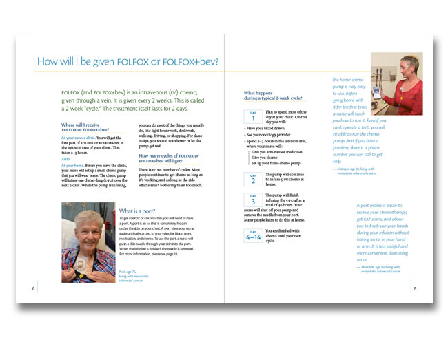 Screenshot showing pages of the Palliative Chemotherapy FOLFOX booklet