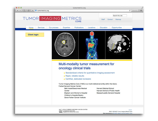 Homepage of the Tumor Imaging Metrics Core website