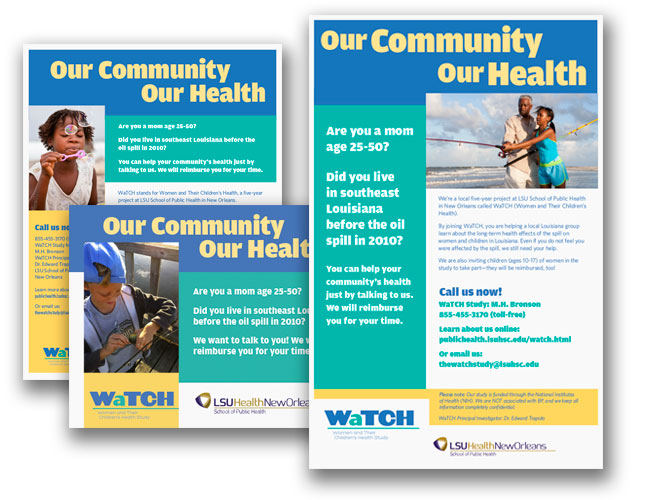 Image of Dr. Ed Peters' WATCH project recruitment poster, card, and flyer