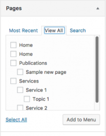 Screenshot of a Wordpress feature