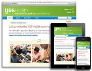 YES Health homepage in desktop, tablet, and mobile views